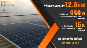 Dự án Điện Năng Lượng Mặt Trời Áp Mái 12kWp anh Toàn - Quận 6